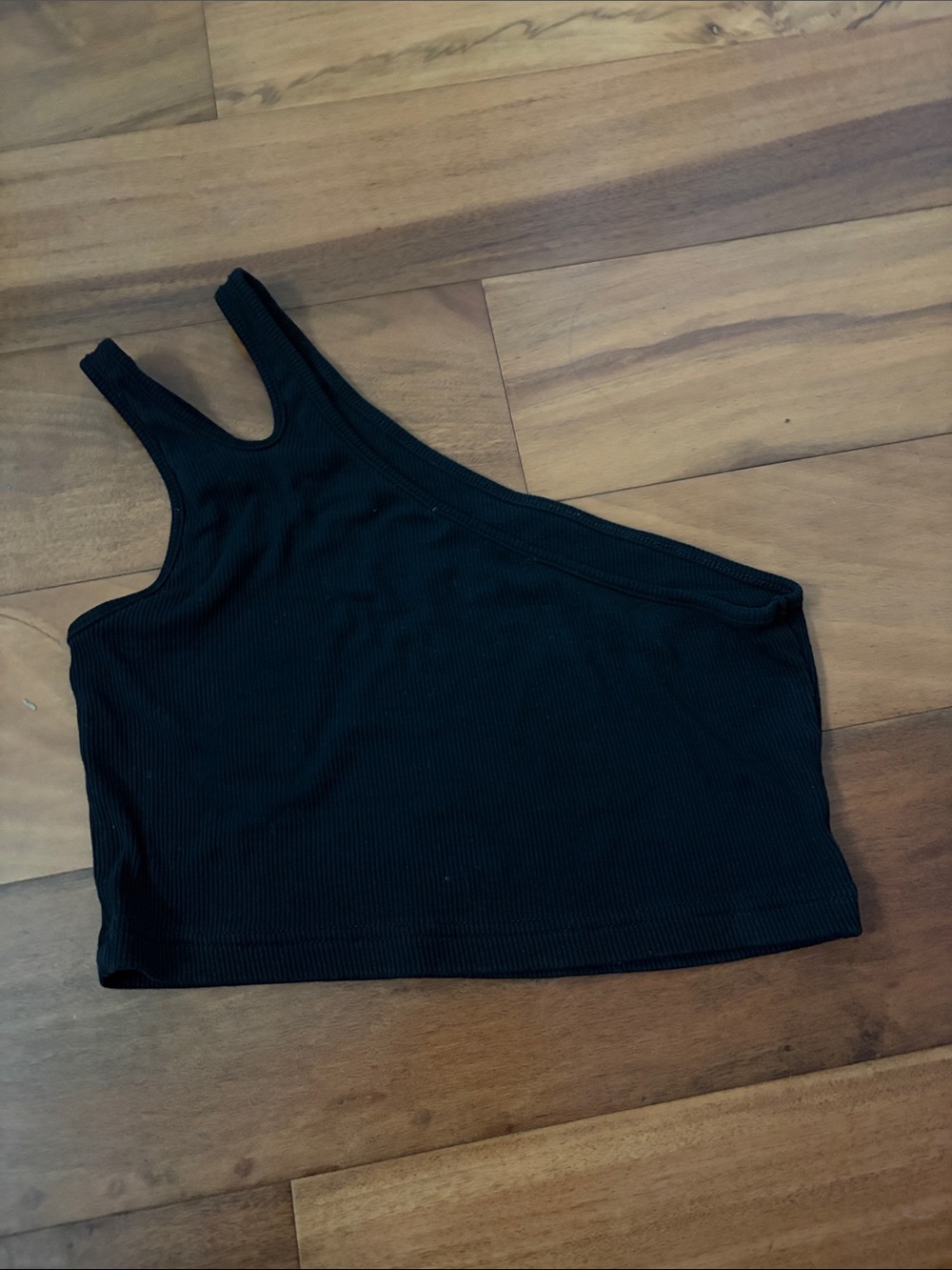 Asymmetrical One-Shoulder Black Women’s Crop Tank Top